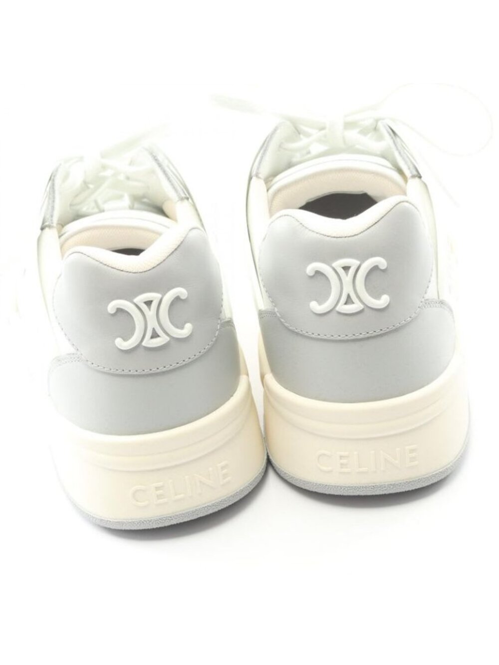 Celine Sneakers Triomphe C00 Dp40 White Gray Beige Leather - Picture 9 of 9
